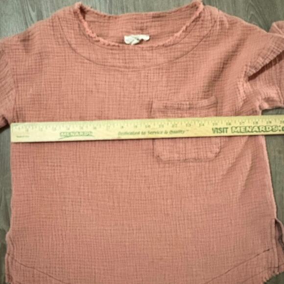 Entro Pink Double Gauze Boho Cropped Top Raw Hem Medium Boutique - Picture 7 of 10